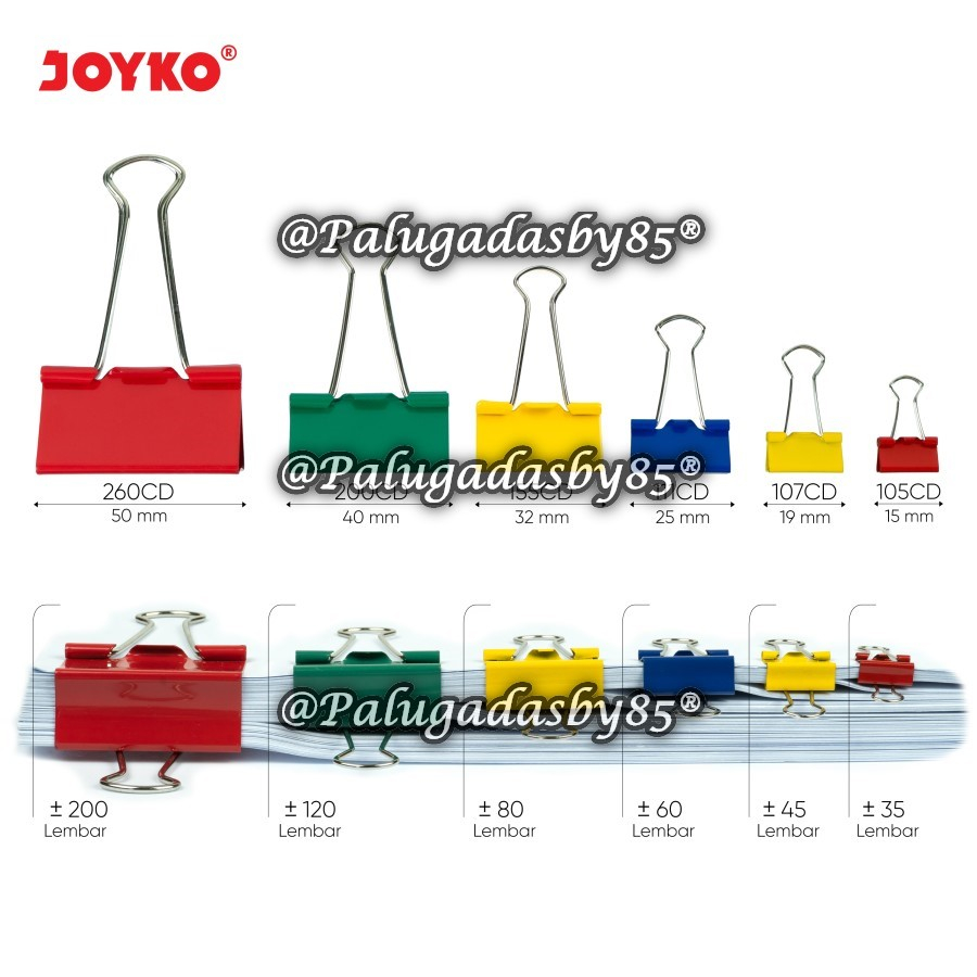 

(1 Biji) Binder Clip Joyko 260 CD Warna / Binder Clip Klip Penjepit Kertas Joyko CD 260 / Joyko 260CD / Klip Binder Warna Joyko 260 200CD