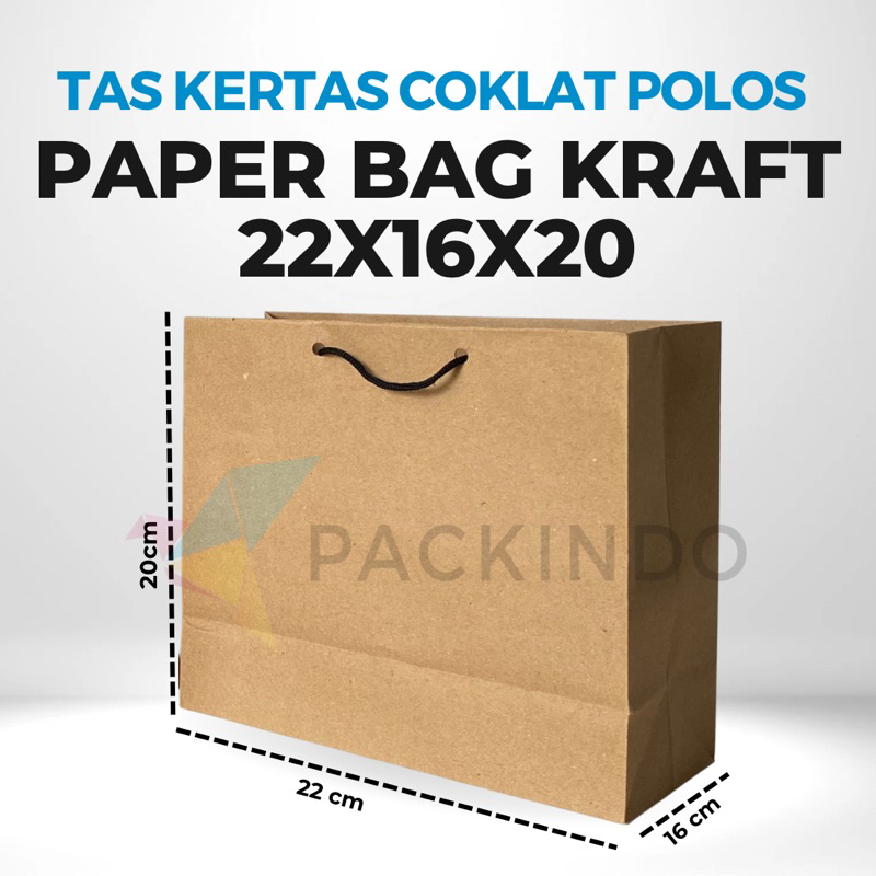 

Paper Bag Kraft / Tas Kertas Coklat Polos 22 x 16 x 20 cm