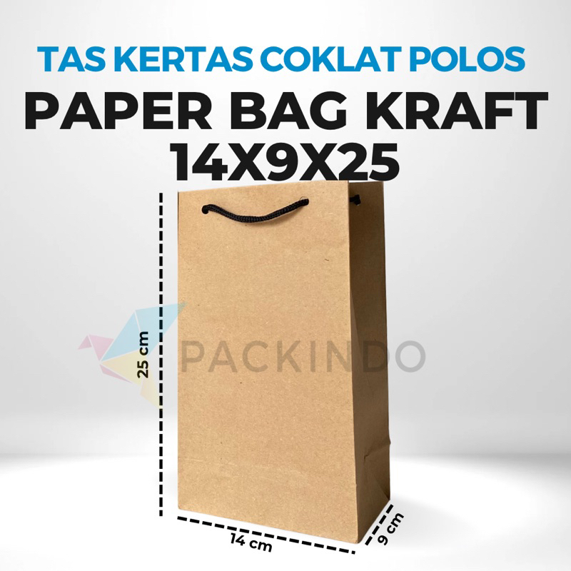 

Paper Bag Kraft / Tas Kertas Coklat Polos 14 x 9 x 25 cm