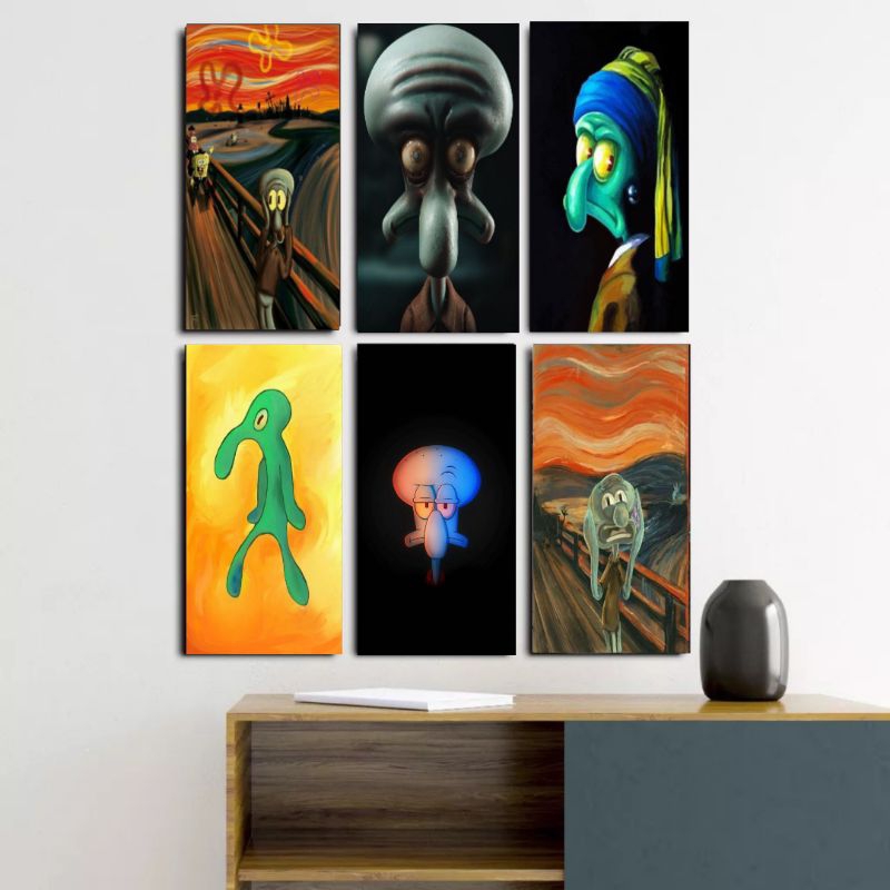 Hiasan dinding poster lukisan squidward