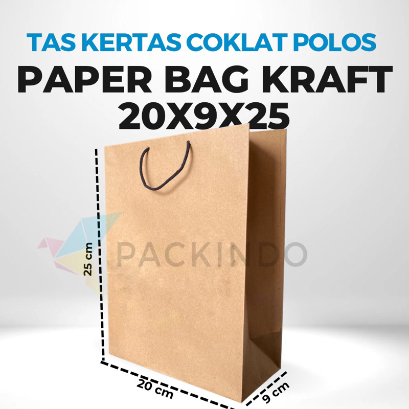 

Paper Bag Kraft / Tas Kertas Coklat Polos 20 x 9 x 25 cm
