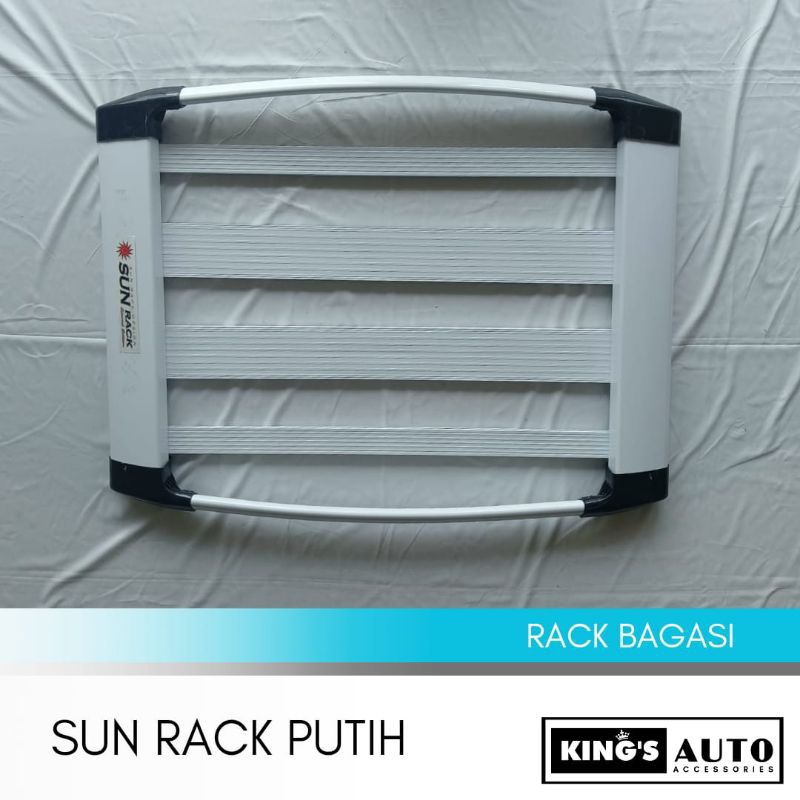 Rak Bagasi Atas Mobil Universal Bentuk Oval Warna Putih dengan Sun Rack