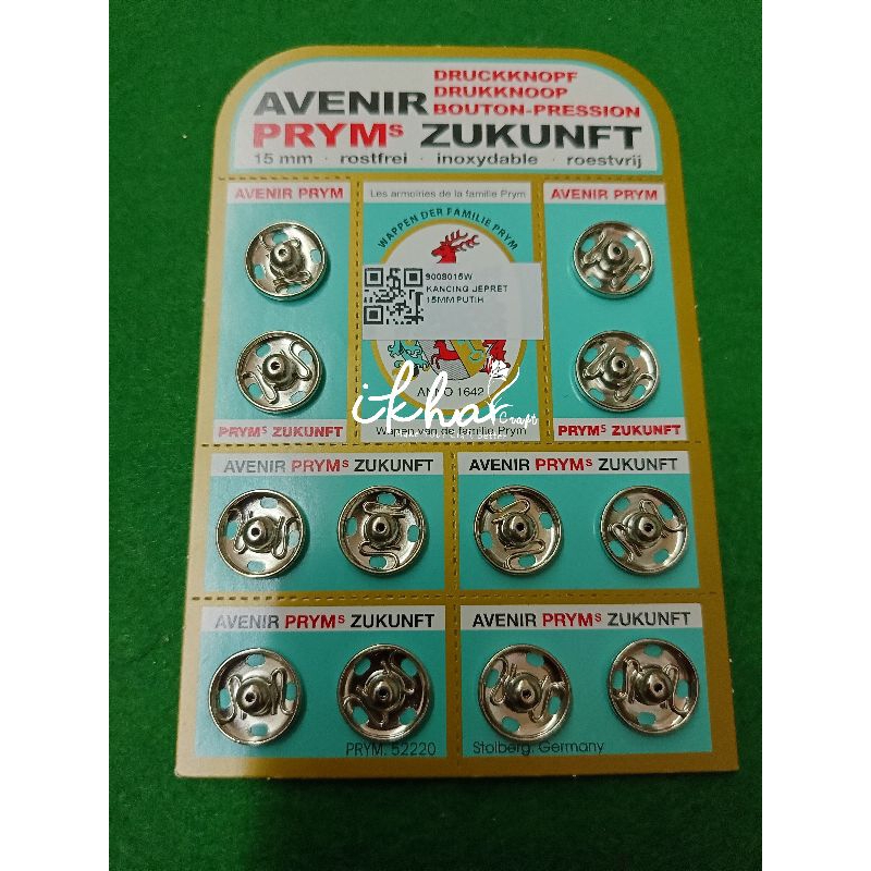 Kancing Jepret 15mm Silver Prym