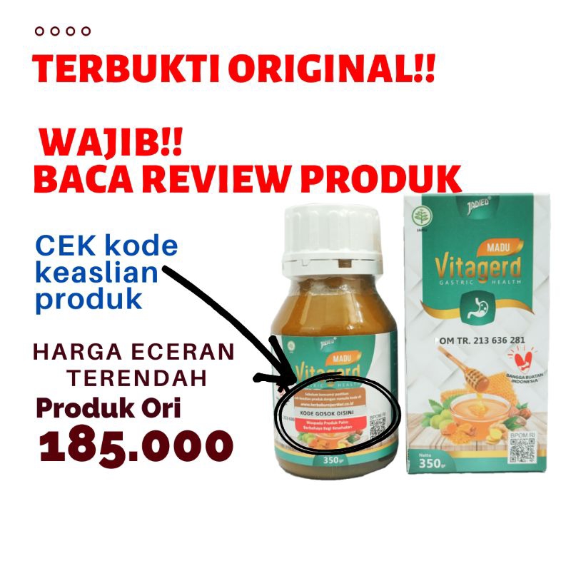 Madu Vitagerd Herbal Obat GERD dan Asam Lambung Original Asli Ori dengan Gejala Susah Tidur Sakit Ke