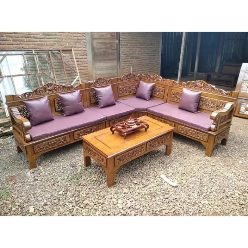 Kursi Tamu Sudut Bagong Ukir Kayu Jati