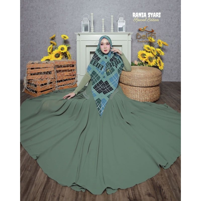 Rania Syar'i Gamis Set Khimar Cantik Mewah Belifi
