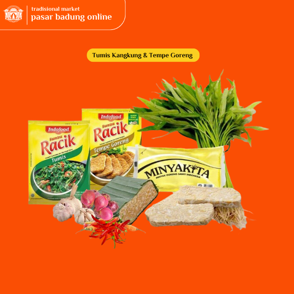 

Paket Masak Tumis Kangkung & Tempe Goreng, Masakan rumah