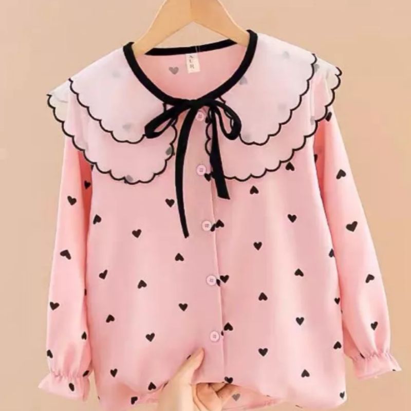 BAJU ANAK PEREMPUAN MODEL KEMEJA LENGAN PANJANG UKURAN 4-10 TAHUN