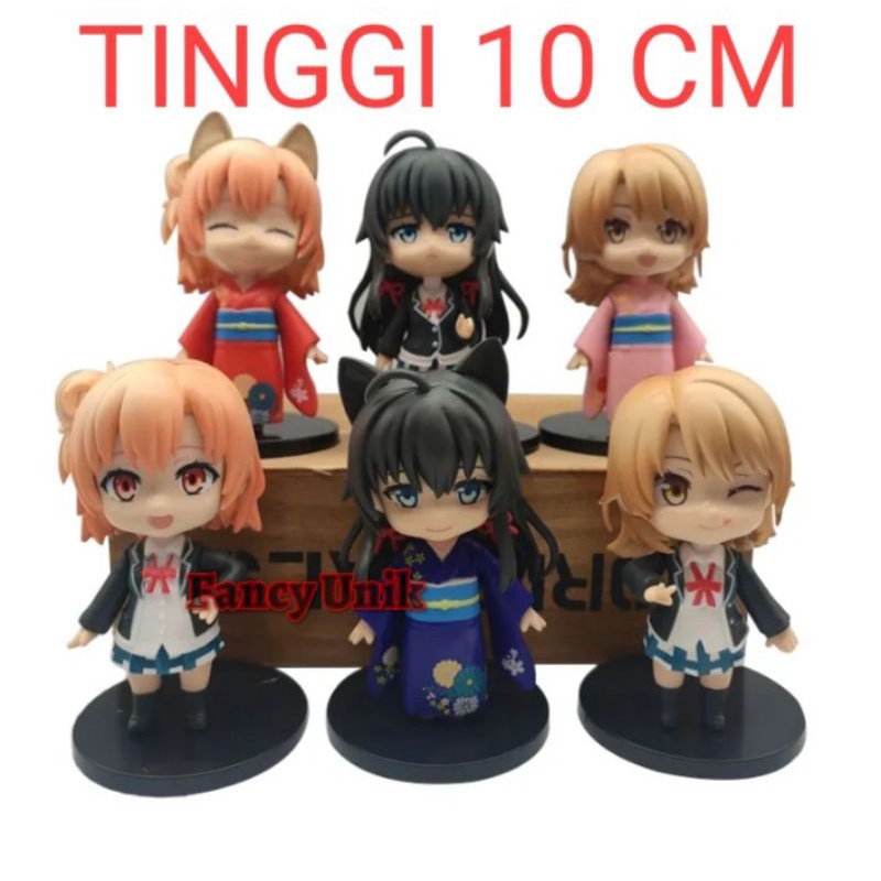 Action Figure My Youth Love Story Q Version Yuigahama Yui Ukinoshita Yukino Set Isi 6 Pcs