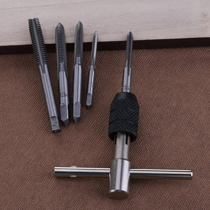 Mata Bor Tap Die Set - Pembuat Ulir Sekrup dengan Tap Wrench