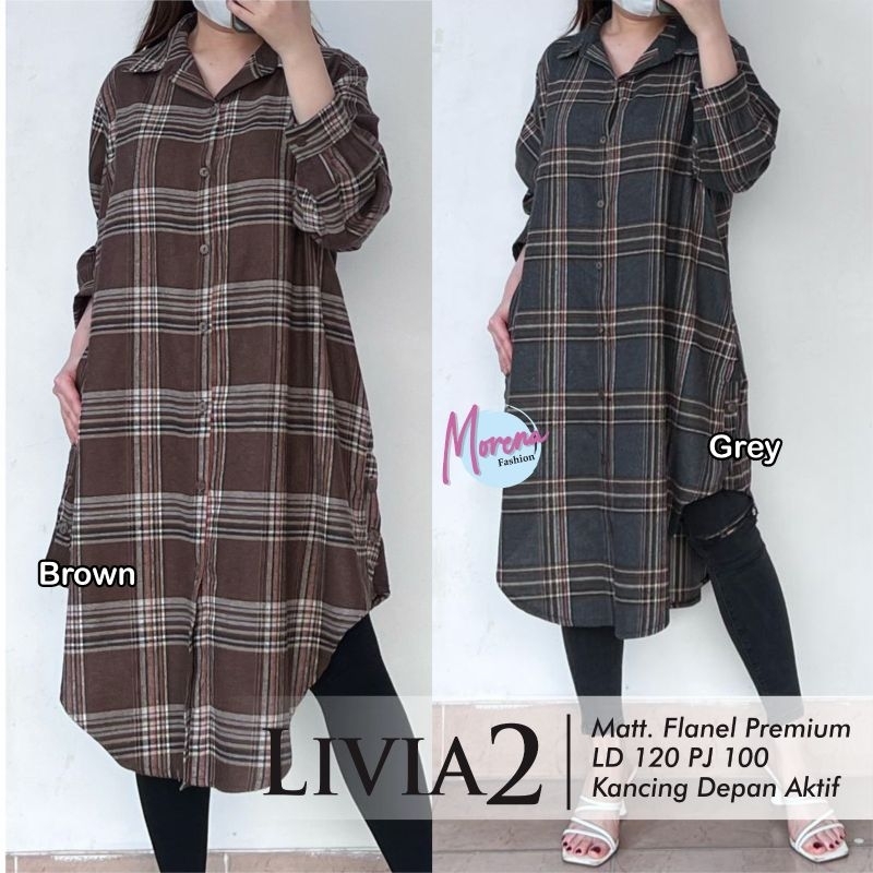 livia long tunik kotak kotak moca kemeja tunik kemeja flanel premium tunik muslim baju atasan kekini