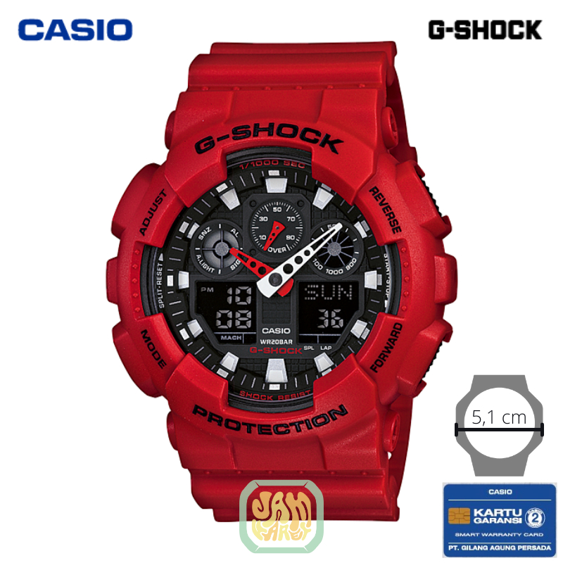 JAM TANGAN PRIA CASIO G-SHOCK GA-100B-4A ORIGINAL - GSHOCK GA100B MERAH