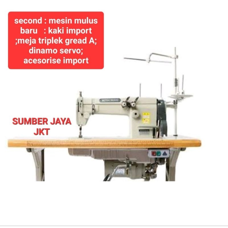 mesin jahit jarum2 mh mitsubisi rantai second(kaki/meja triplek/servo baru)