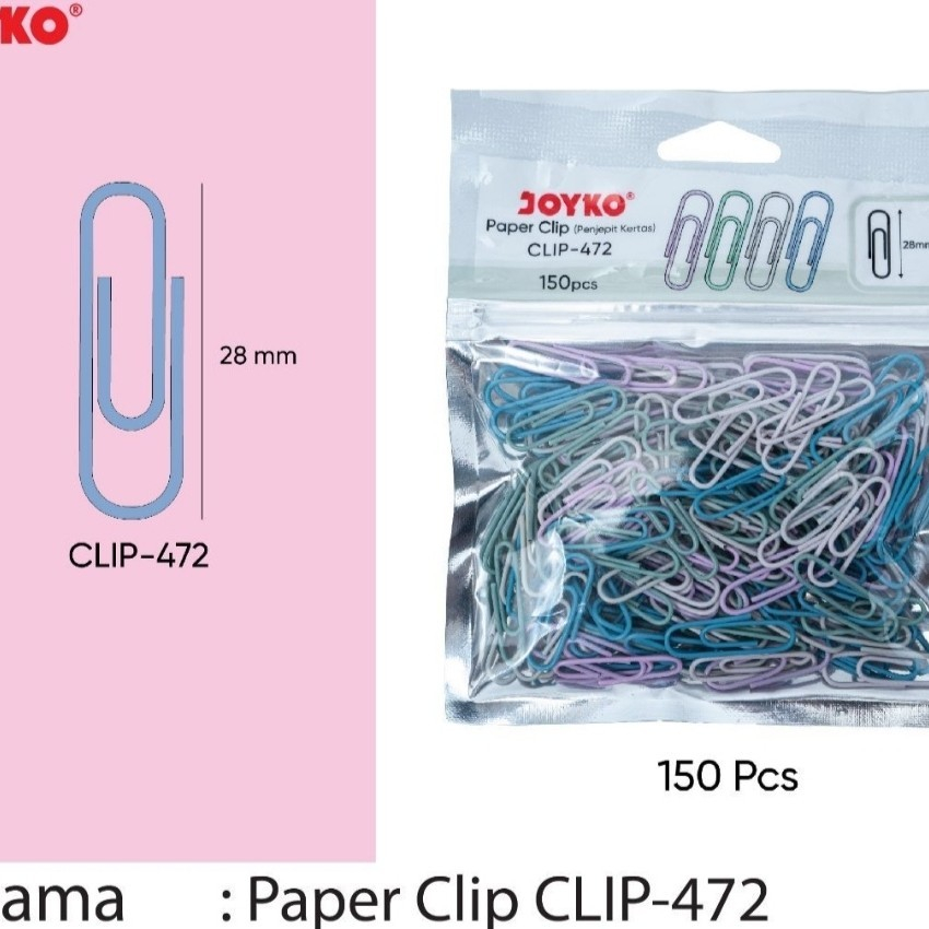 

Paper Clip / Jepitan Kertas / Klip Kertas Warna Joyko PC-472