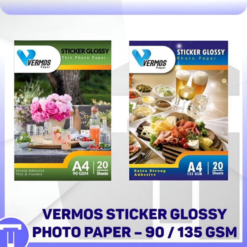 

Kertas Sticker Vermos Sticker Glossy Photo Paper A4 90 / 135 gsm 100% Original dan Baru