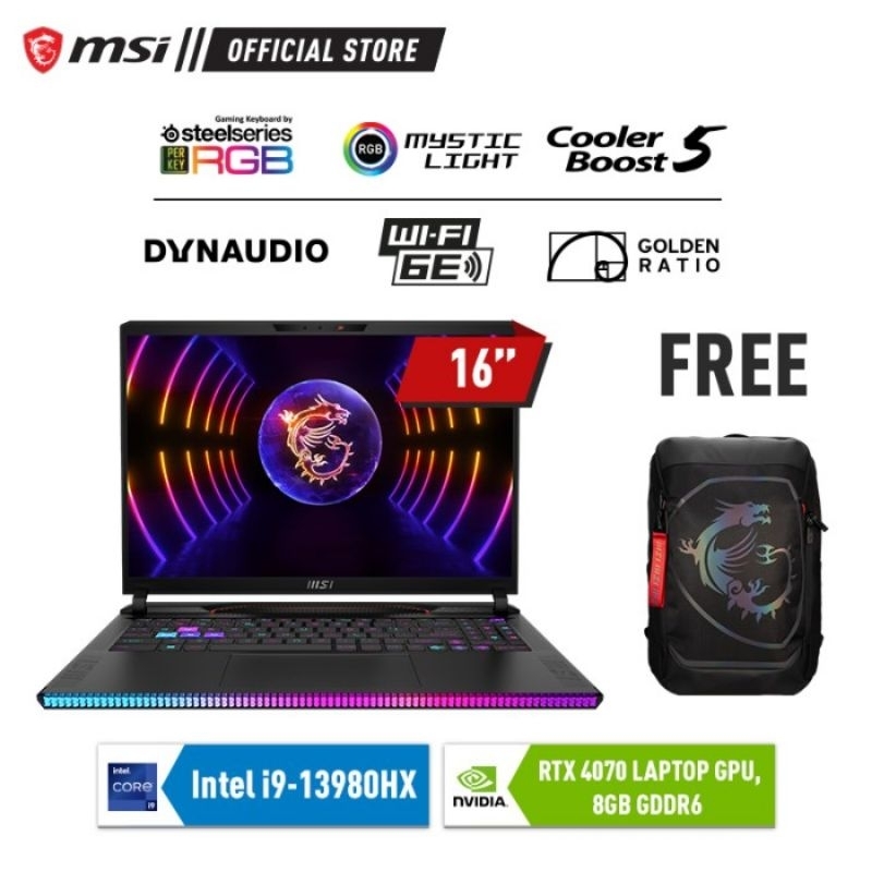 MSI Raider GE68HX 13VG i9-13980HX 32GB 2TB RTX4070 8GB 16" UHD+ 120Hz
