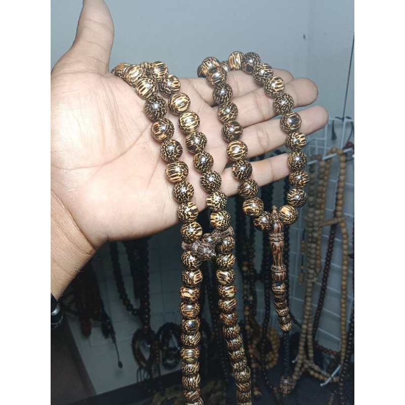 Tasbih kayu liwung macan hitam 12mm asli tasbih Liwung hitam 99 butir