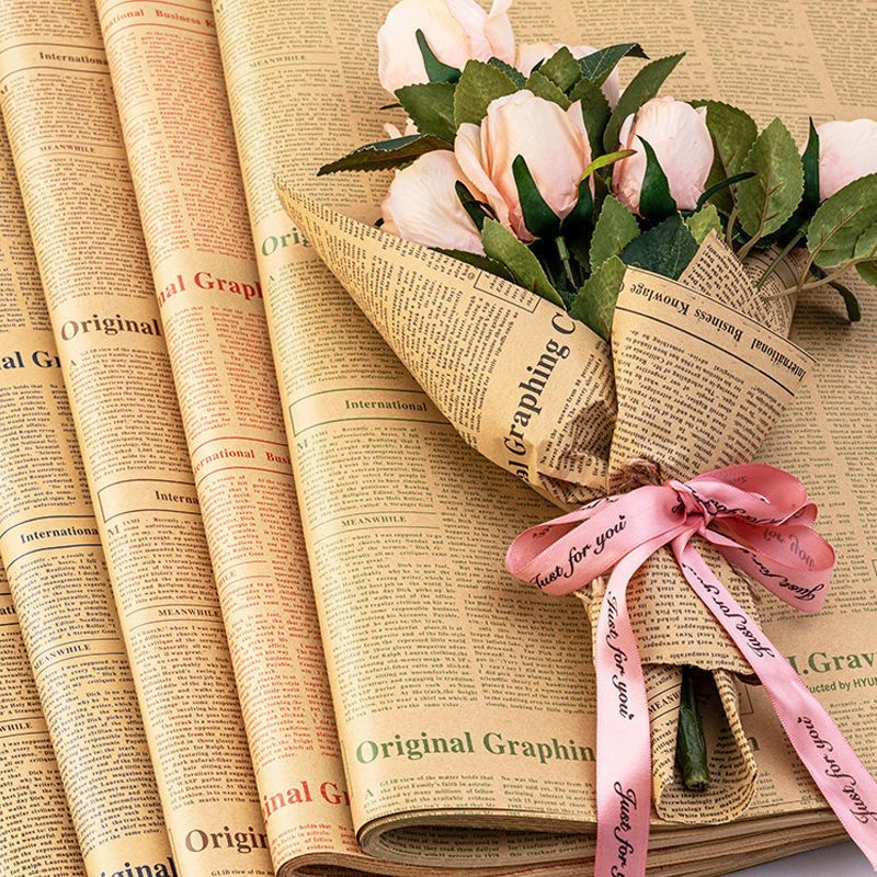 

Newspaper Flower Wrapping English News Paper Kertas Buket Koran Inggris Bunga Caspea Kraft Kado Gold List