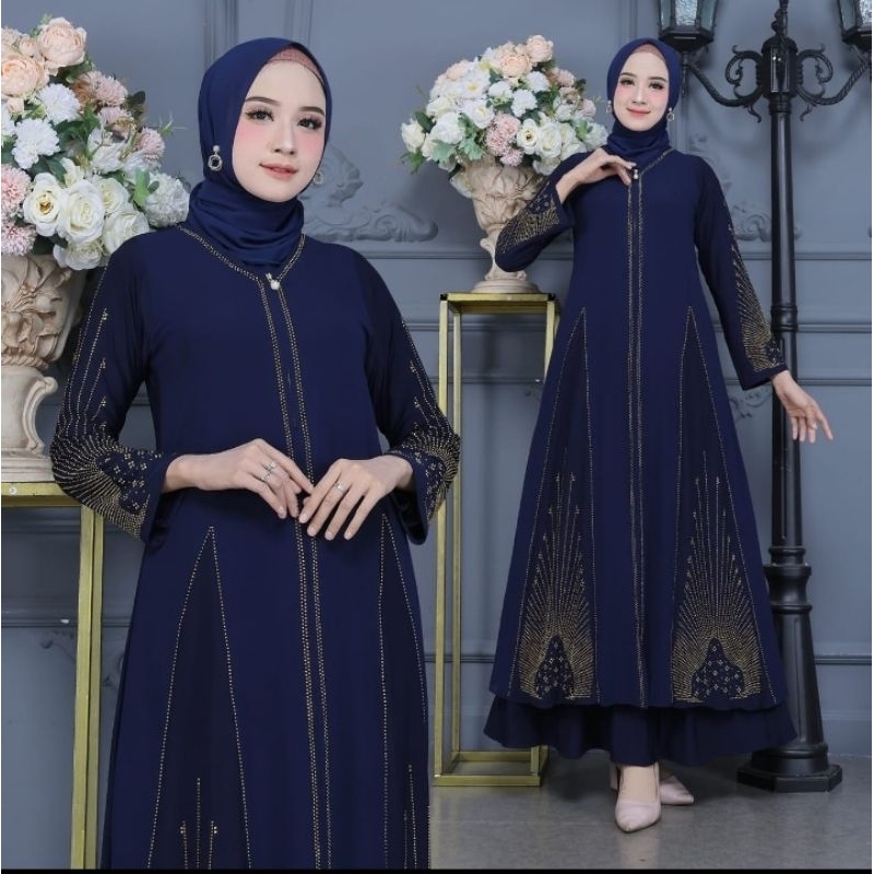 Dress/Gamis/Abaya Polos Ceruty Jersey Bordir Payet