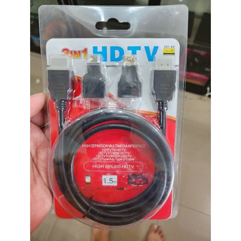 kabel Hdmi 3 in 1 micro HDMI dan mini HDMI untuk kamera tv laptop proyektor hp tvbox