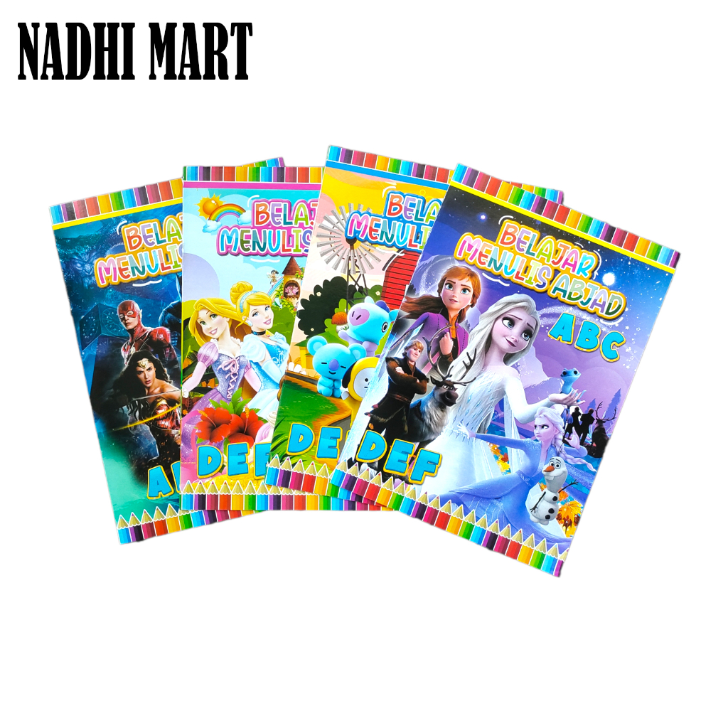 BUKU MEWARNAI ANAK DAN MENULIS ABJAD AVENGERS FROZEN PRINCESS BT21 / COLORING BOOK BW-104 MENULIS AB