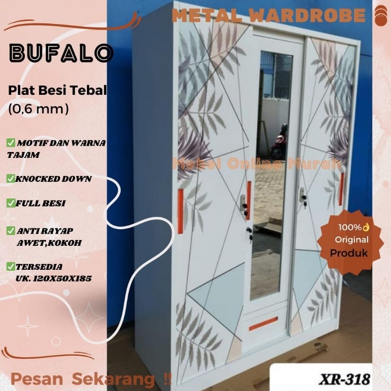 Lemari baju sliding besi /Lemari pakaian pintu geser /Lemari baju jumbo 3pintu sliding import uk.120