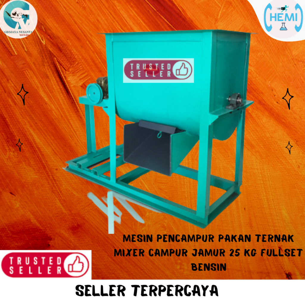Mesin Pencampur Pakan Ternak, Mixer Campur Jamur 25 Kg, FULLSET