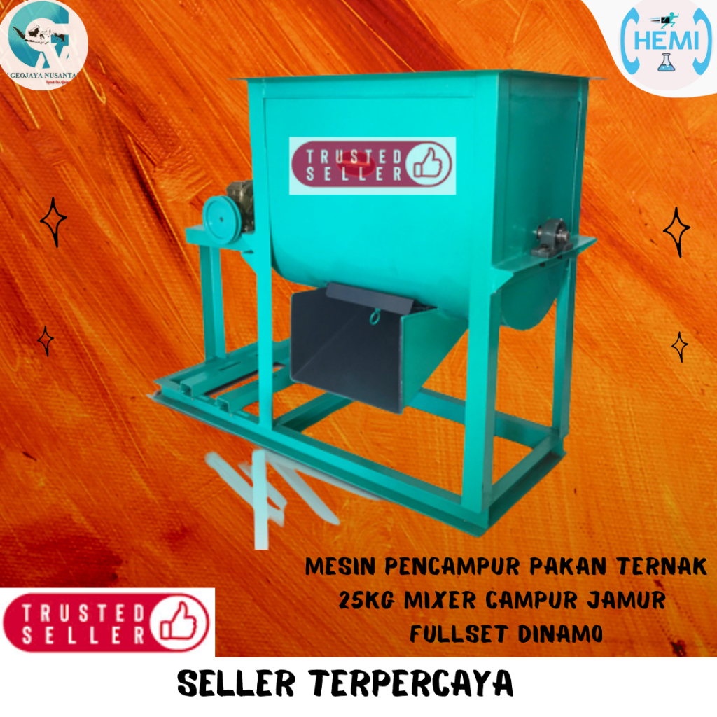 Mesin Pencampur Pakan Ternak 25kg, Mixer Campur Jamur  FULLSET DINAMO