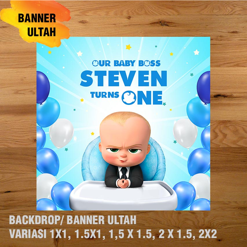 BABY BOSS BARU BANNER ULTAH/ BACKDROP ULTAH / SPANDUK ULANG TAHUN UL-TAH