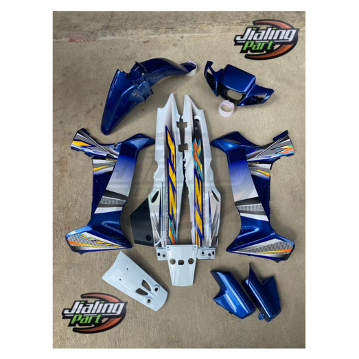 sepaket cover body full halus Yamaha Fiz R biru putih body fiz r biru set striping fiz r 2004