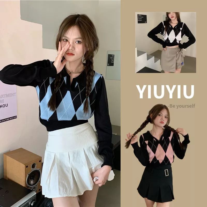 POLO SHIRT RAJUT TOP CROP