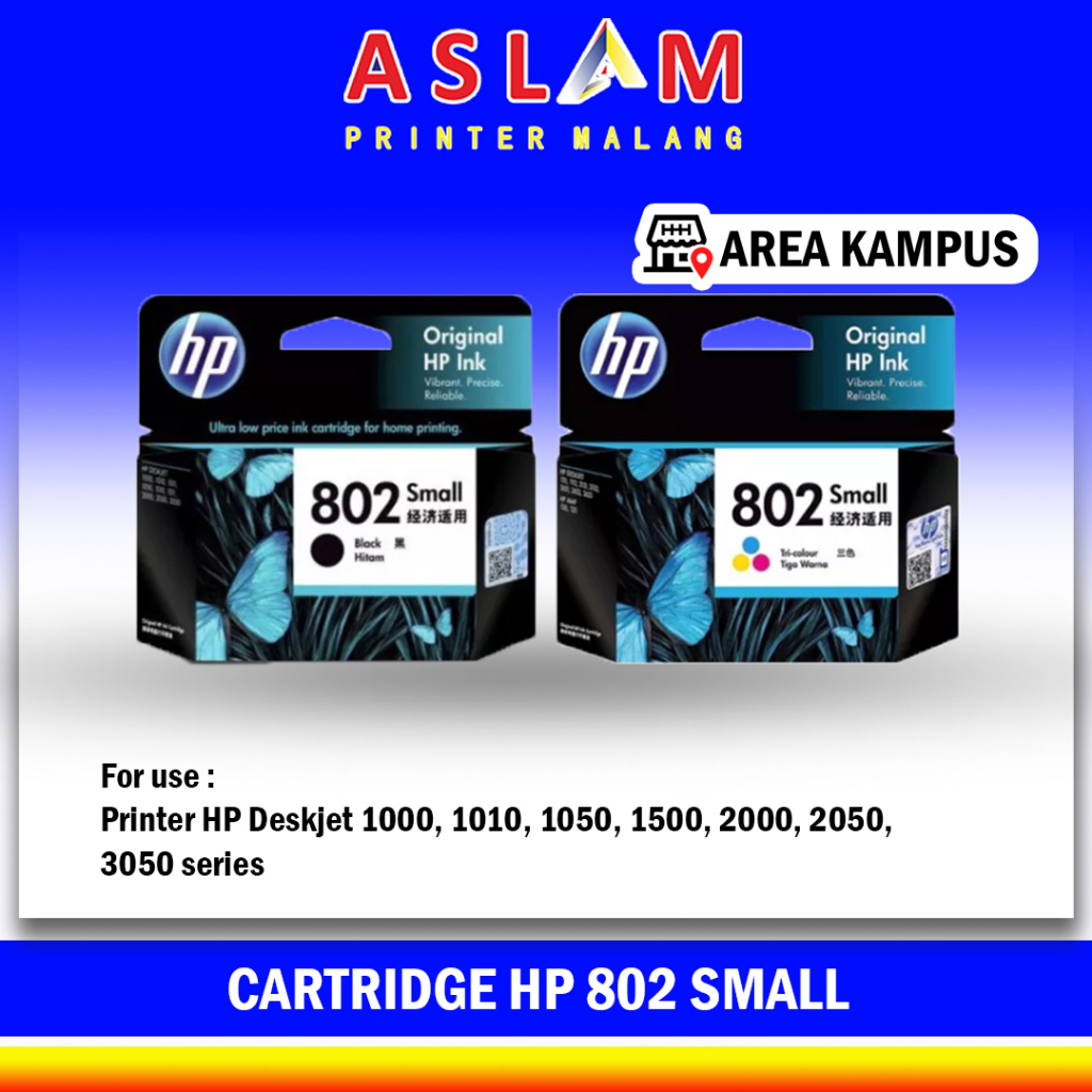 Tinta HP 802 Cartridge HP 802 Black color Cartridge HP 802 Small / HP802 Color Original Printer HP