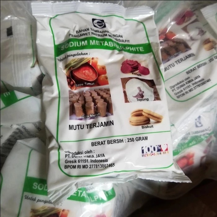 

SODIUM METABISULPHITE / METABISULFIT / Kemasan 250gram / BAHAN TAMBAH PANGAN / Bahan Pembuat Makanan