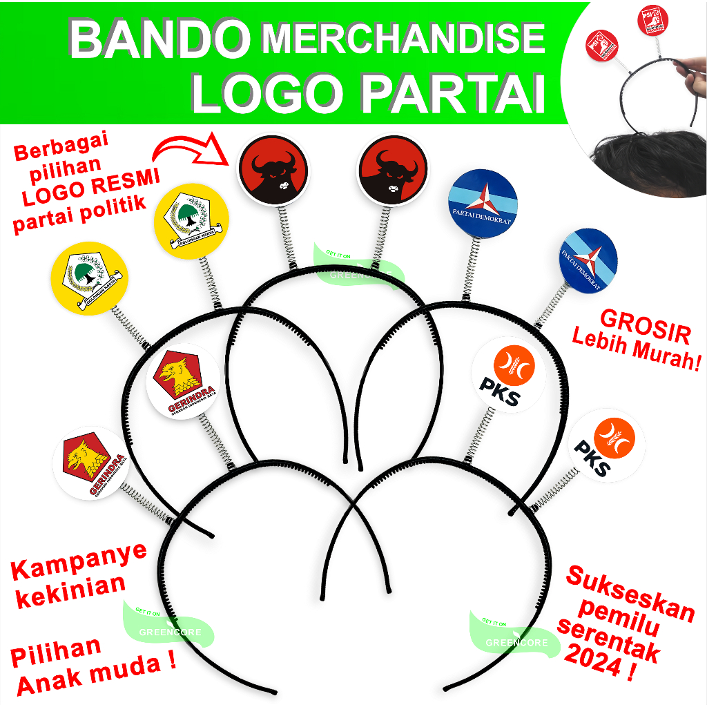 bando tuing tuing logo partai custom pemilu 2024 atribut souvenir aksesoris kampanye pilpres caleg p