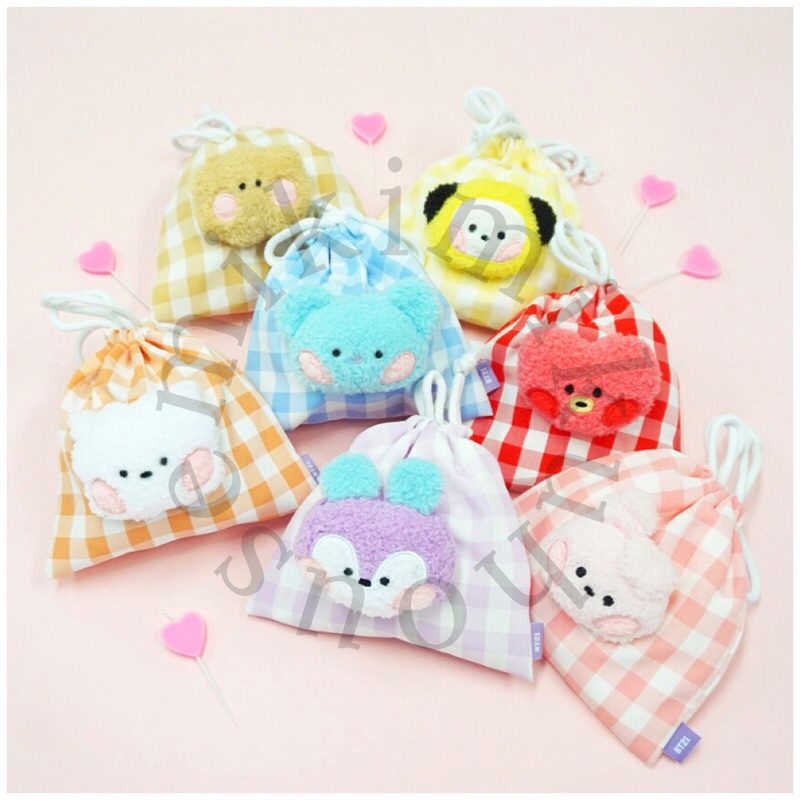BT21 MININI FACE DOLL POUCH STRING DOMPET BT21 BONEKA TRAVEL POUCH