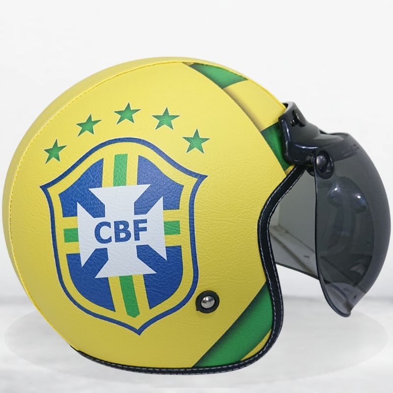 Helm retro bogo kulit SNI brazil football