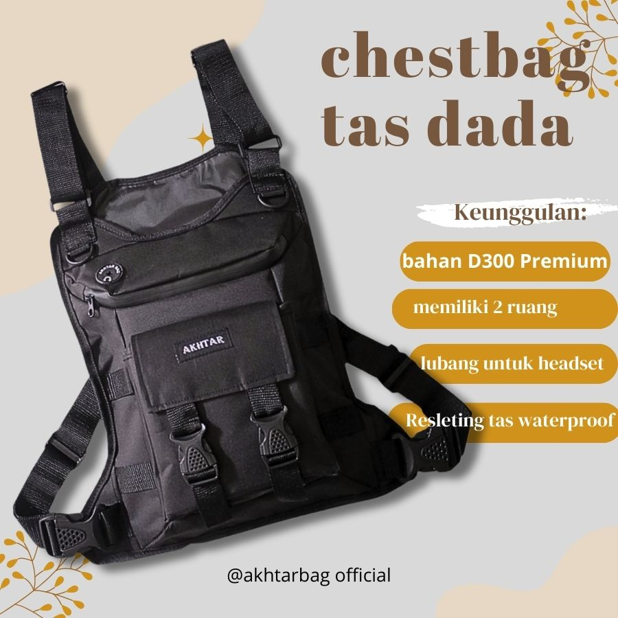 Tas Depan Dada Chest bag tactical Pria Rompi Pelindung Dada BerMotor Cowok