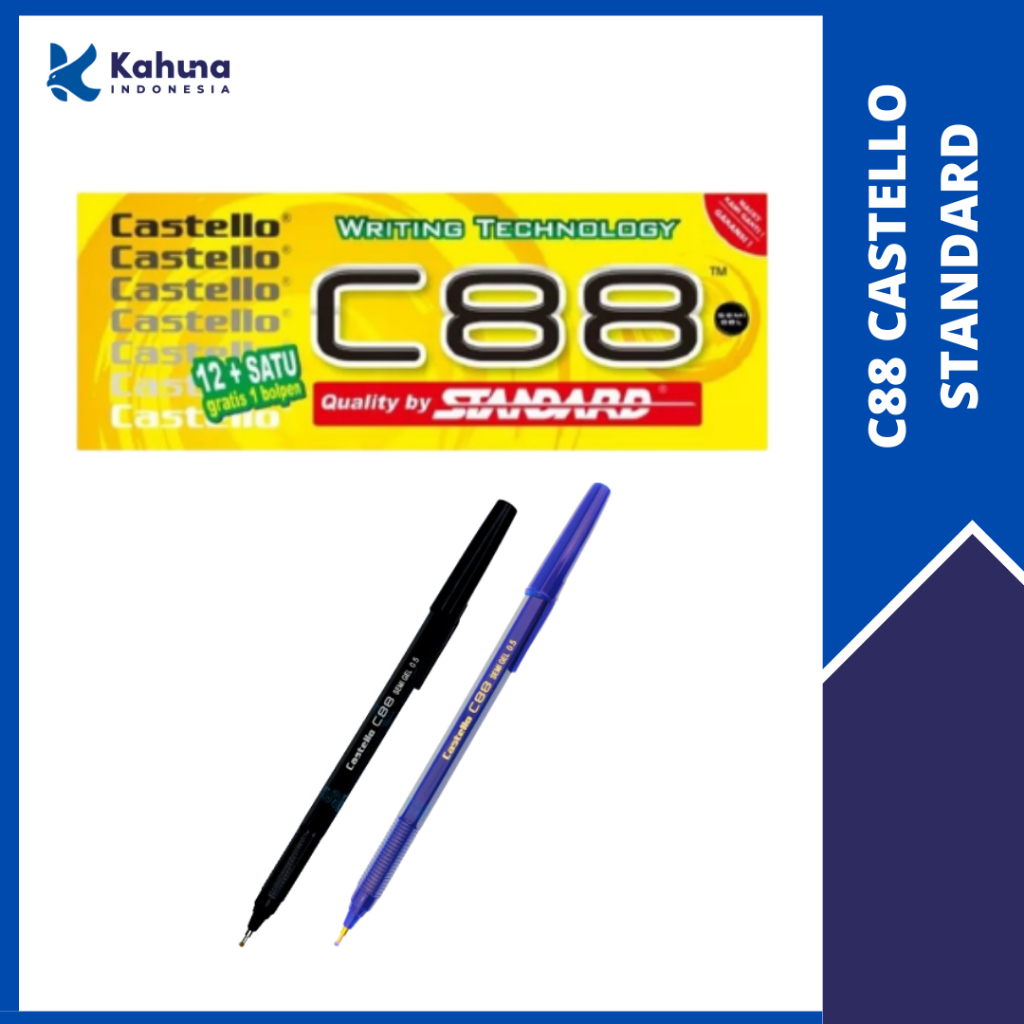 

BALLPOINT / BOLPEN / PULPEN C88 CASTELLO ISI 12PCS + FREE 1PCS STANDARD (1PACK) [5002004-5]