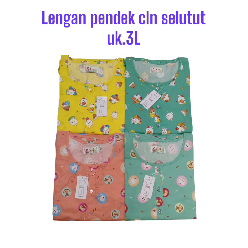 SUNLY 3L JUMBO LENGAN PENDEK CELANA SELUTUT 3/4 3L XXXL BAJU TIDUR SUNLY