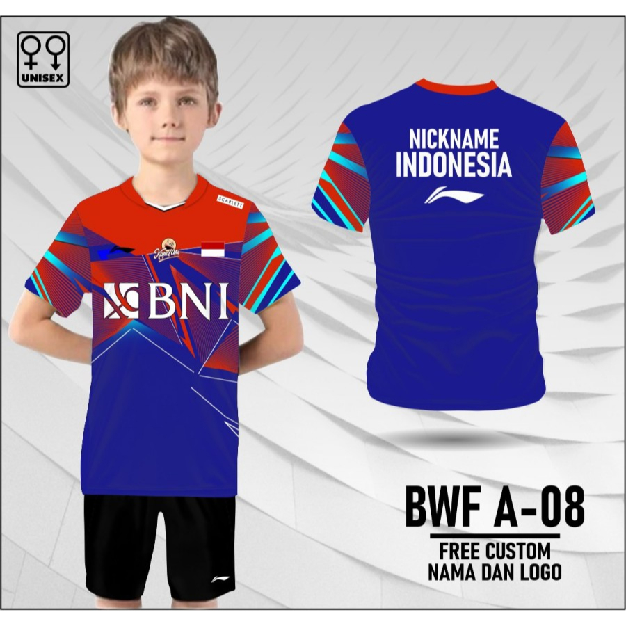 Setelan jersey anak badminton all england 2023 lining baju jojo ginting kaos bulutangkis