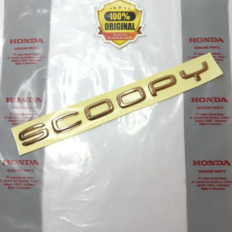 emblem tulisan SCOOPY prestige terbaru GOLD TEMBAGA 2022 kode part k2f original