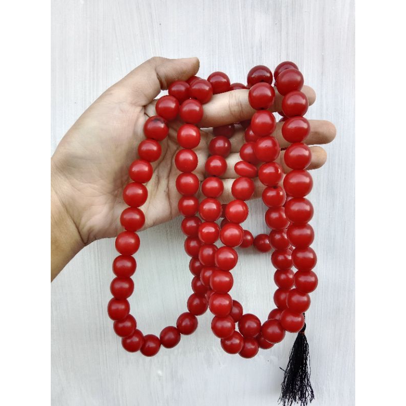 Tasbih biji gebang asli merah tasbih pocok lontar tasbih murah 99 butir