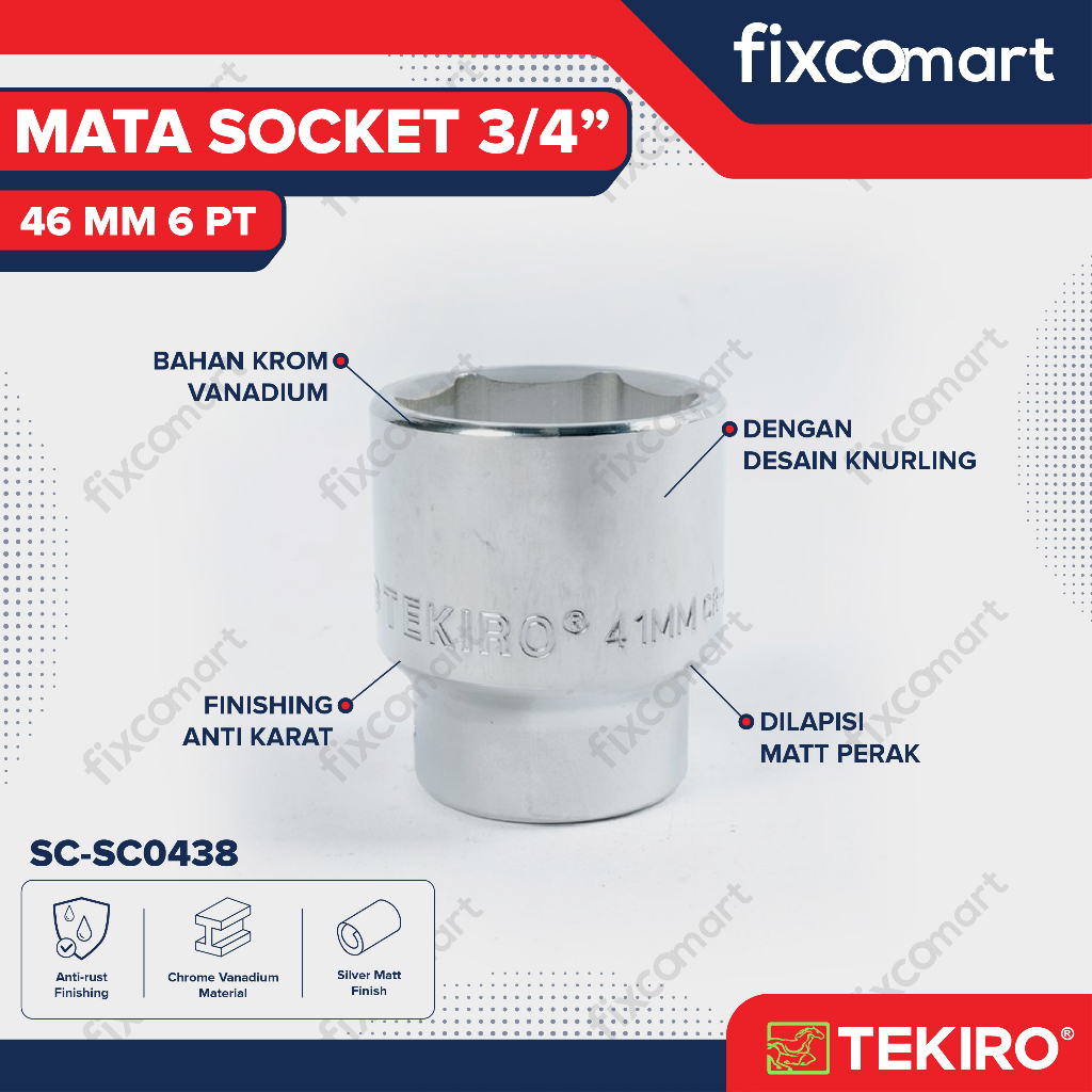Tekiro Socket 3/4 inch 46 mm 6 PT / Mata Sock 3/4 Inch
