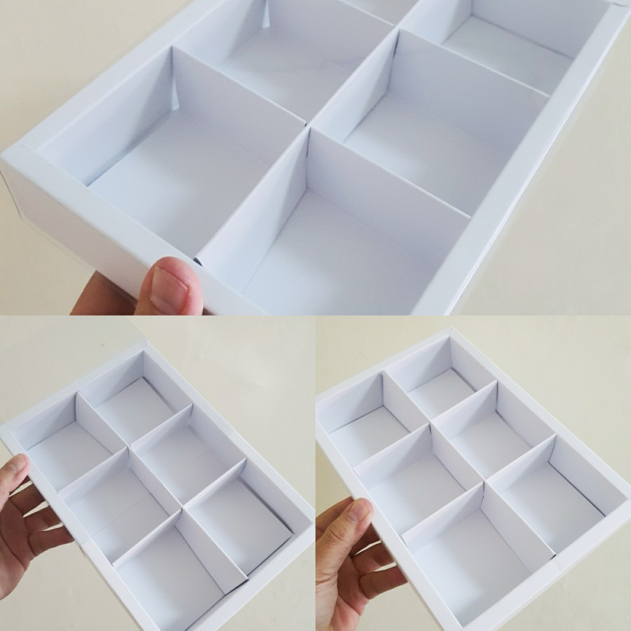 

(5 pcs) kardus eggtart dus mini bakpao box fruitpie sekat 6 kotak kemasan pudding pie susu tutup mika polos