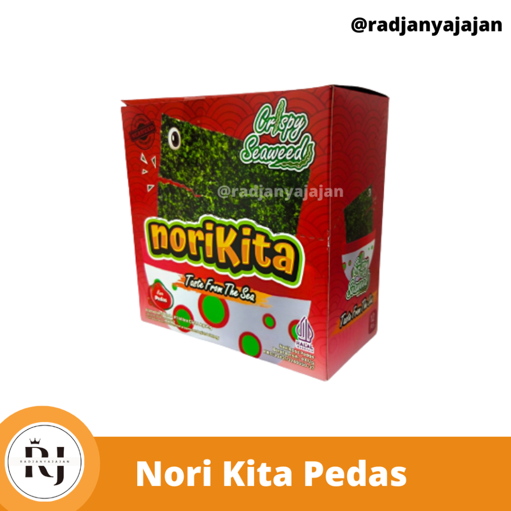 

NoriKita Rumput Laut Rasa Pedas 1 Box Isi 12 Pcs| Rumput Laut | Rumput Laut Panggang | Nori | Nori Rumput laut | Nori halal | Nori Kita | Nori Seaweed