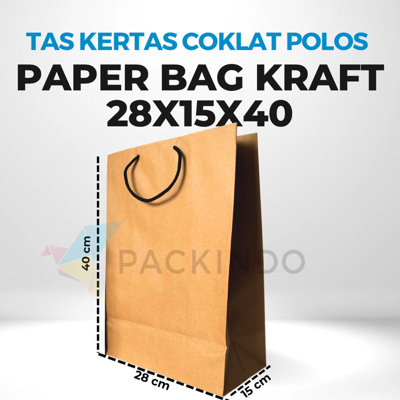 

Paper Bag Kraft / Tas Kertas Coklat Polos 28 x 15 x 40 cm