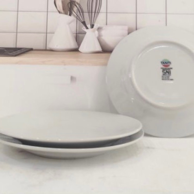 Piring kue keramik taniti bulat ceper  ( 6” / 7” )