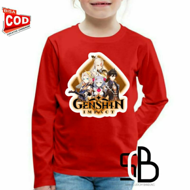 Kaos anak lengan panjang Genshin impact