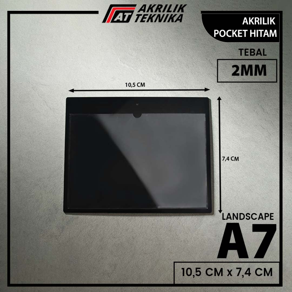 Akrilik Tempat Brosur Pocket Frame Menu Hitam - Ukuran A7