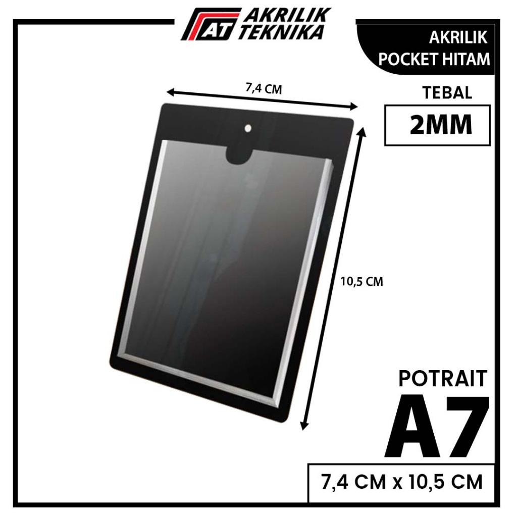 Akrilik Tempat Brosur Pocket Frame Menu Hitam - Ukuran A7